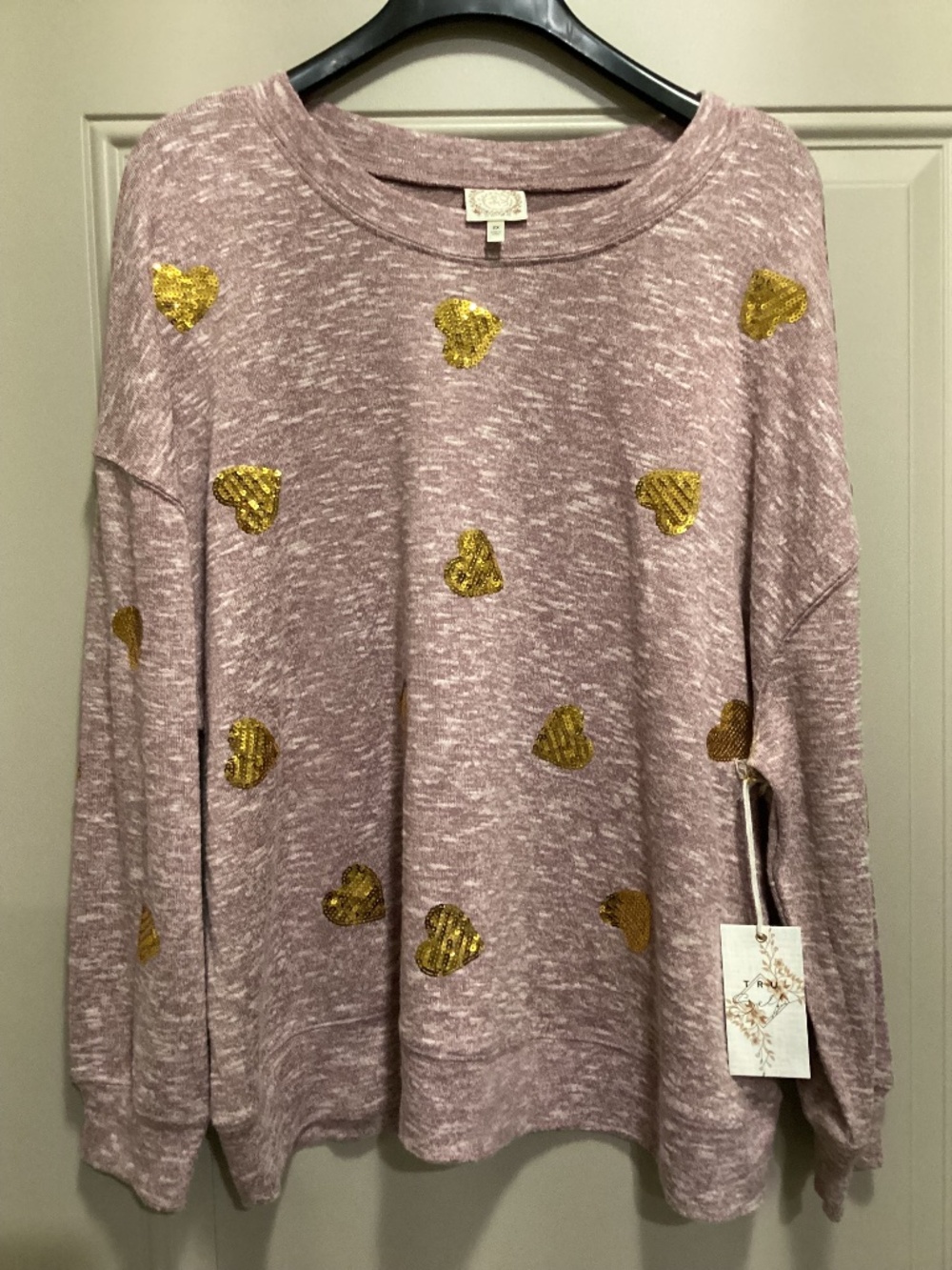 Tru self women's sweater with hearts, size 2X
